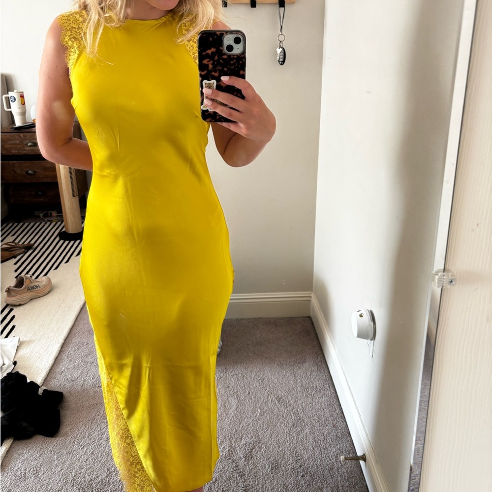 Target future collective yellow maxi dress (satin)